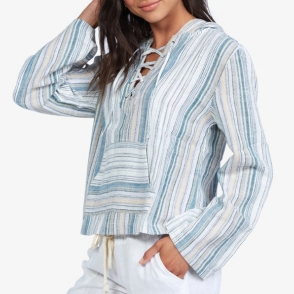 Roxy Tops - Roxy Cabo Stripe Pullover Pancho Hoodie top